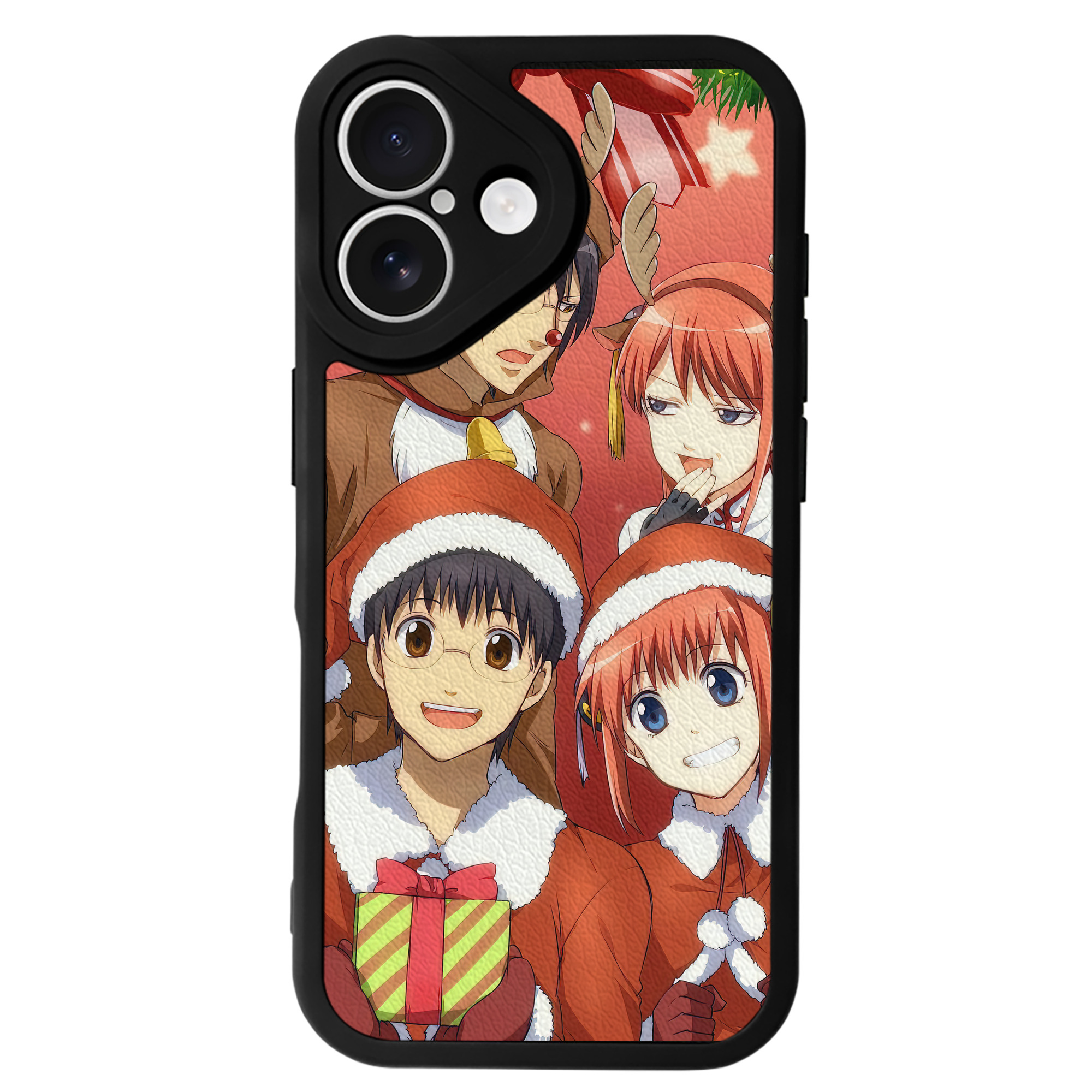 （画像用） ぎんたま 坂田銀時（さかたぎんとき） 神楽 志村新八（しむら しんぱち） GINTAMA Sakata Gintoki Kagura Shimura Shinpachi 【iPhone 16シリーズ対応】シリコンスマホケース（レザー調） 材質：シリコン